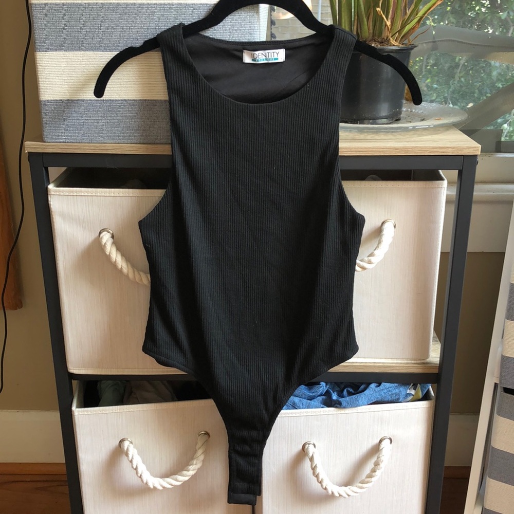 Black Ribbed Tank Bodysuit
